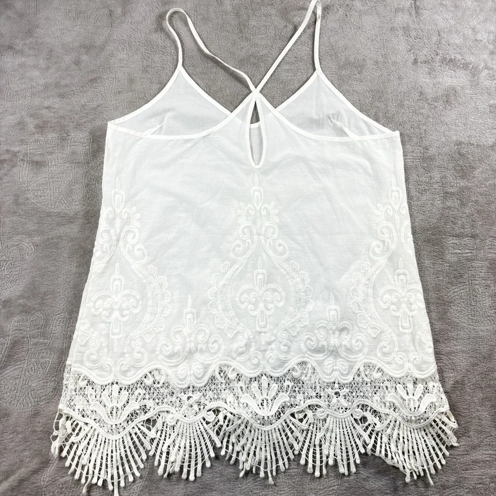 Anthropologie Acemi Women's White Lace Dainty Cottage Coquette Tank Top Size Med - Picture 2 of 7